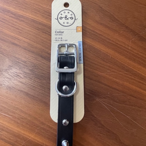 NWT Studded Black Leather Dog Collar 12-15 In (S) - Picture 1 of 5